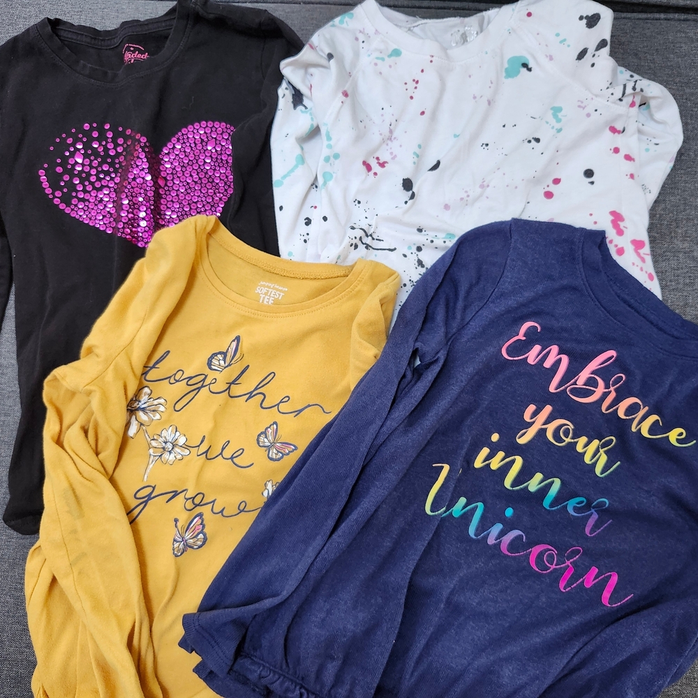 Justice Long Sleeve Tees - Black, White, Yellow, and Blue